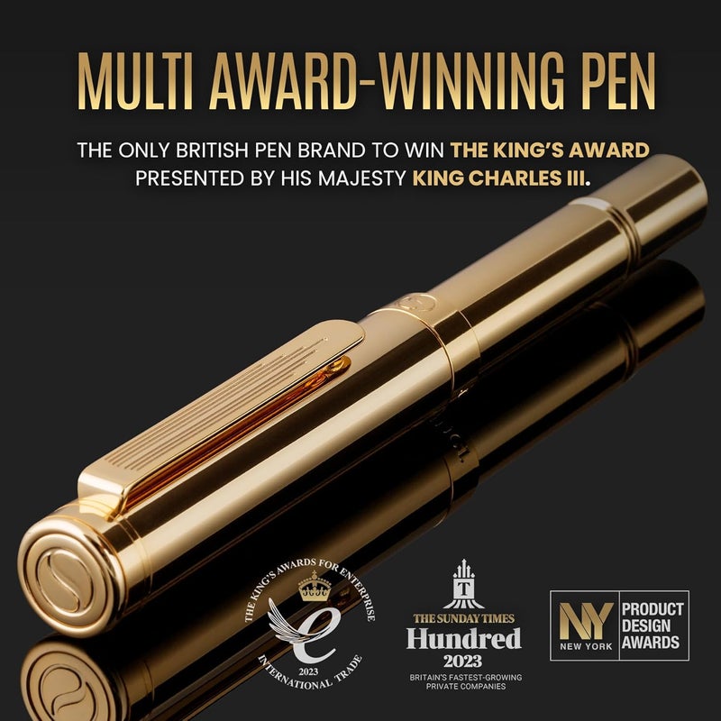 Scriveiner Heavy Gold Rollerball Pen, Award Winning Luxury Pocket Pen with gold plating Finish, German Schmidt Refill, Best EDC Writing Gift Set for Men & Women, Nice Fancy - Image 2